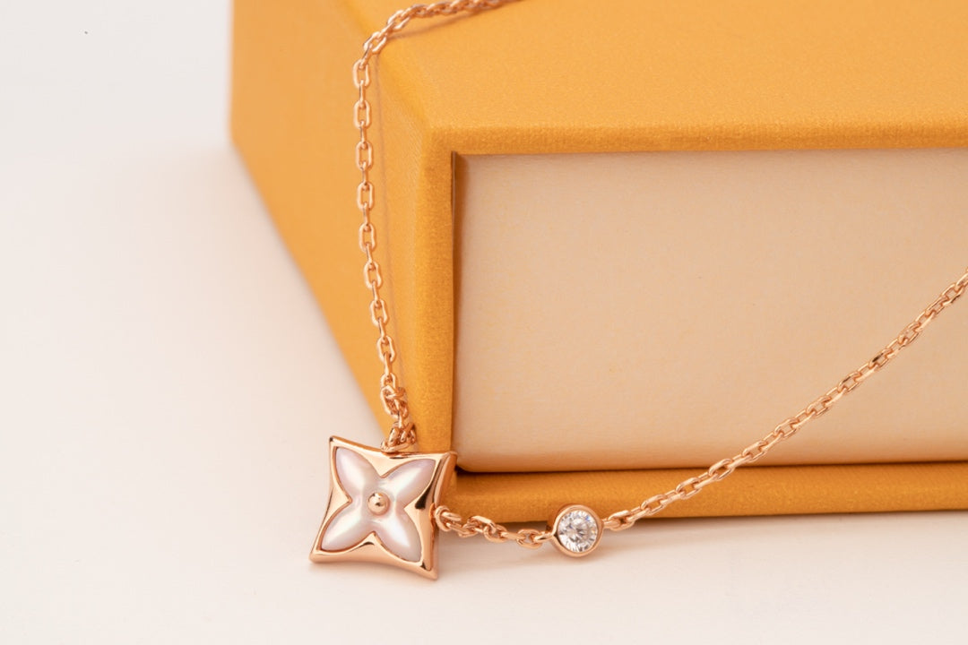 [Select]STAR PINK MOP 1 DIAMOND PINK GOLD NECKLACE