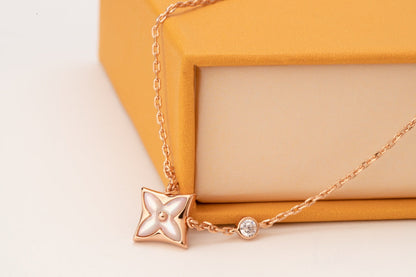 [Select]STAR PINK MOP 1 DIAMOND PINK GOLD NECKLACE