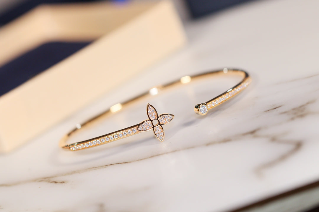 [Select]IDYLLE GOLD OPEN BRACELET DIAMOND PAVED