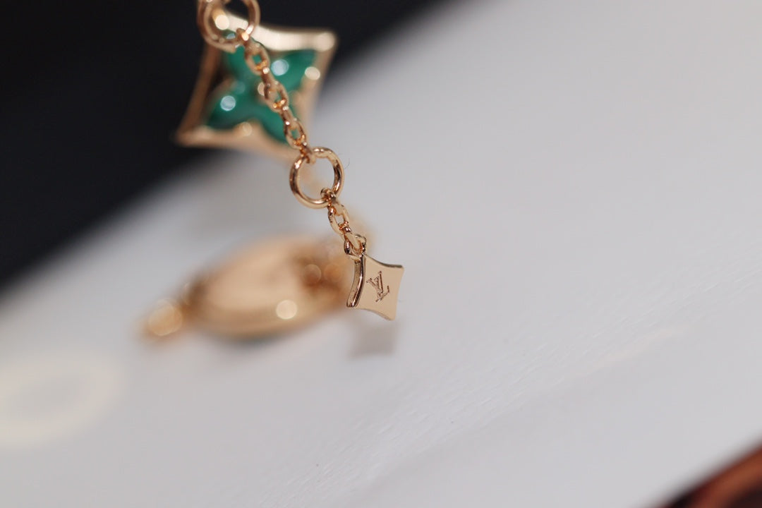 [Select]STAR AND SUN 4 MOTIF PINK GOLD MALACHITE BRACELET