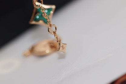 [Select]STAR AND SUN 4 MOTIF PINK GOLD MALACHITE BRACELET
