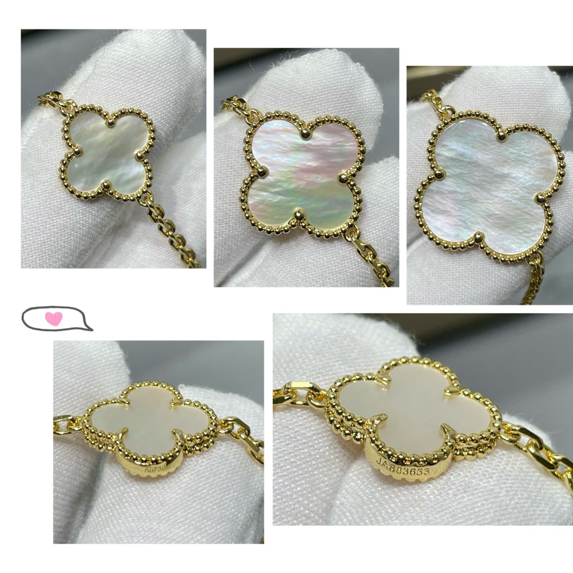 [Select]CLOVER 16 MOTIF WHITE MOP GOLD NECKLACE