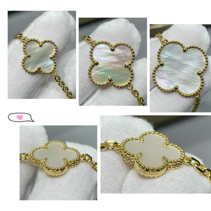 [Select]CLOVER 16 MOTIF WHITE MOP GOLD NECKLACE