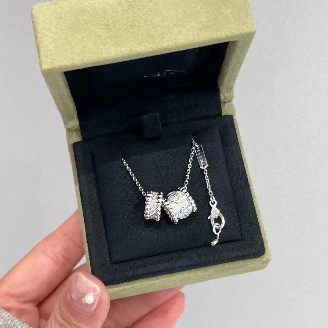 [Select]PERLEE DOUBLE PENDANT SILVER DIAMOND NECKLACE