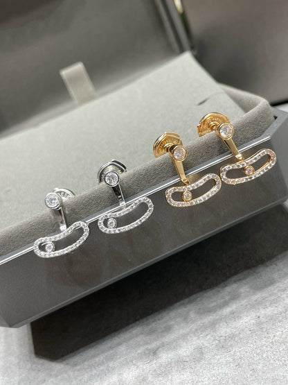 [Select]MOVE UNO PINK GOLD DIAMOND EARRINGS