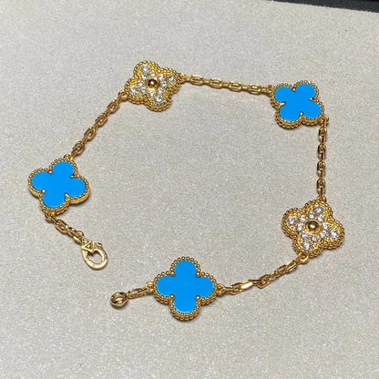 [Select] CLOVER 5 MOTIF BLUE AGATE BRACELET COLLECTION