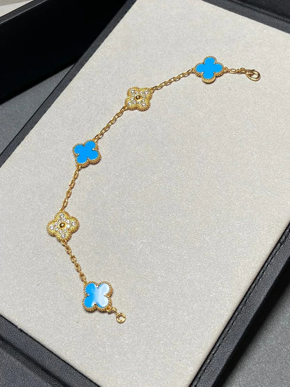 [Select] CLOVER 5 MOTIF BLUE AGATE BRACELET COLLECTION