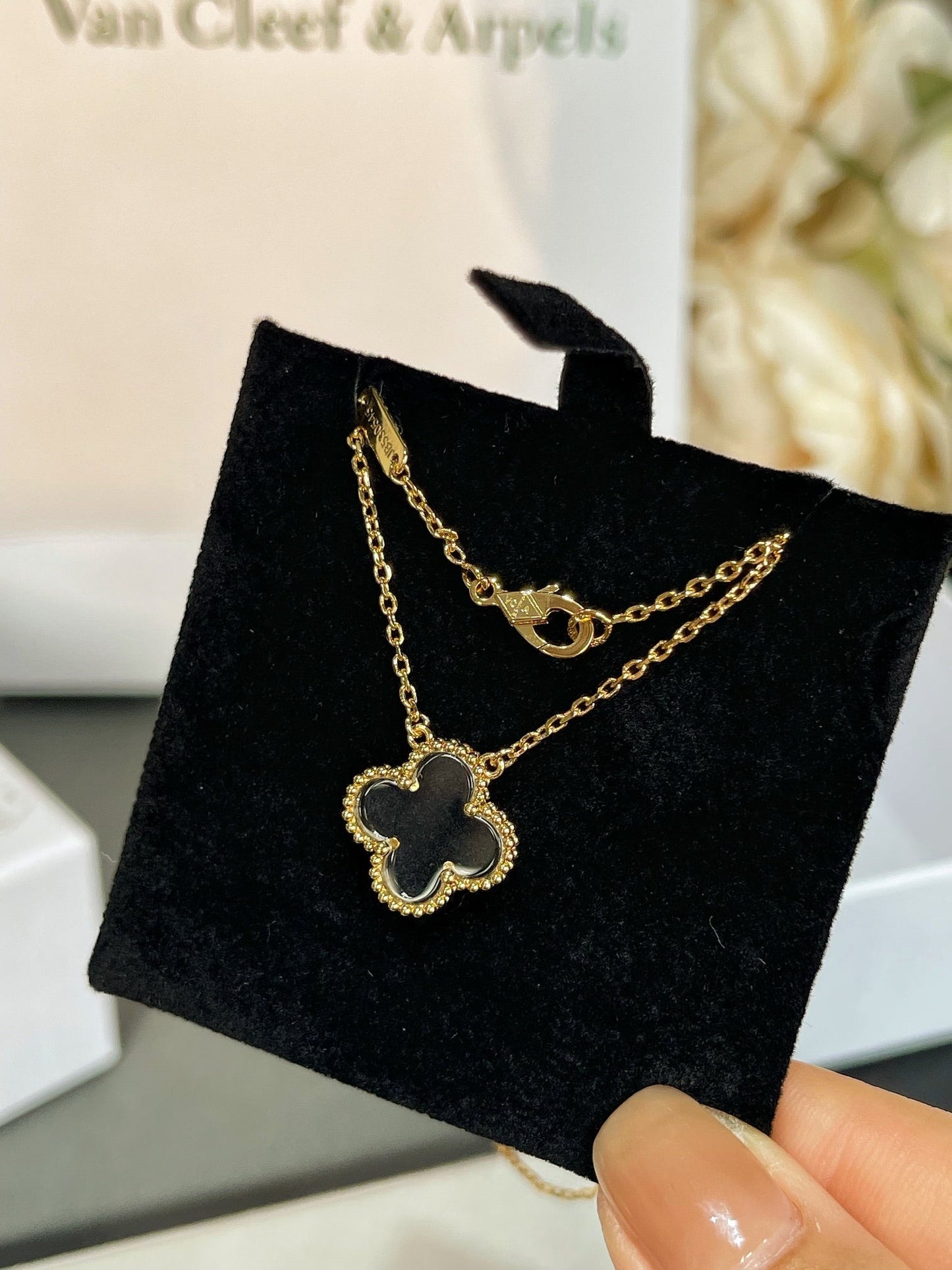 [Select]CLOVER ROCK CRYSTAL Select GOLD NECKLACE
