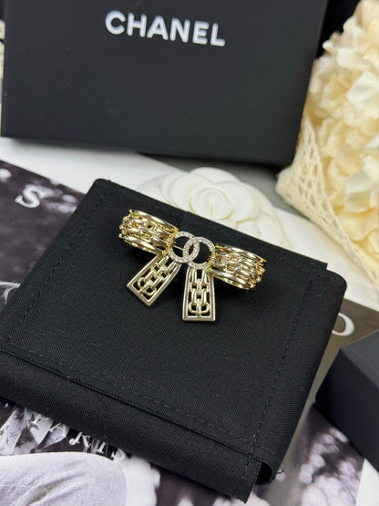 [Select]25K Hollow Bow Brooch
