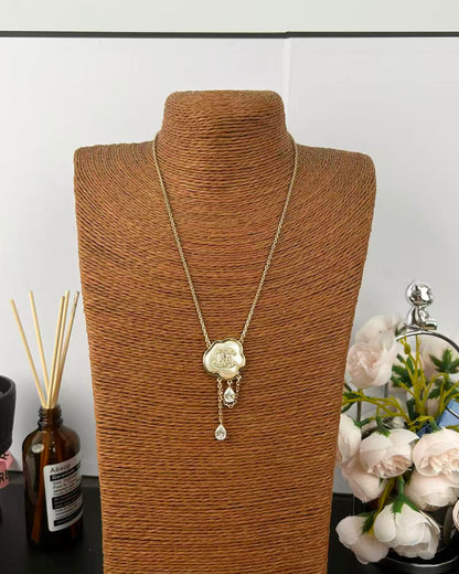 [Select]Cloud Pearl Mother-of-Pearl Diamond Chain Pendant Necklace