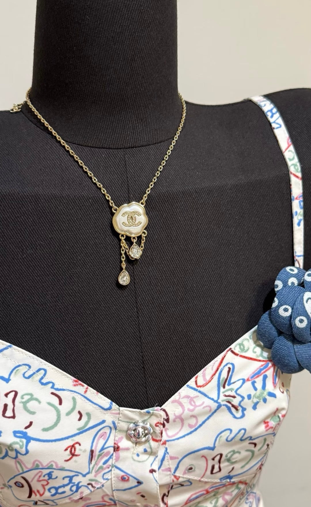 [Select]Cloud Pearl Mother-of-Pearl Diamond Chain Pendant Necklace