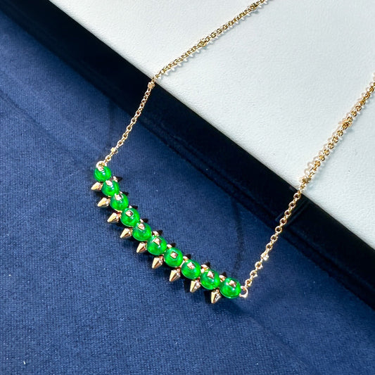 [Select]New Arrival: Green Bead Rivet Necklace