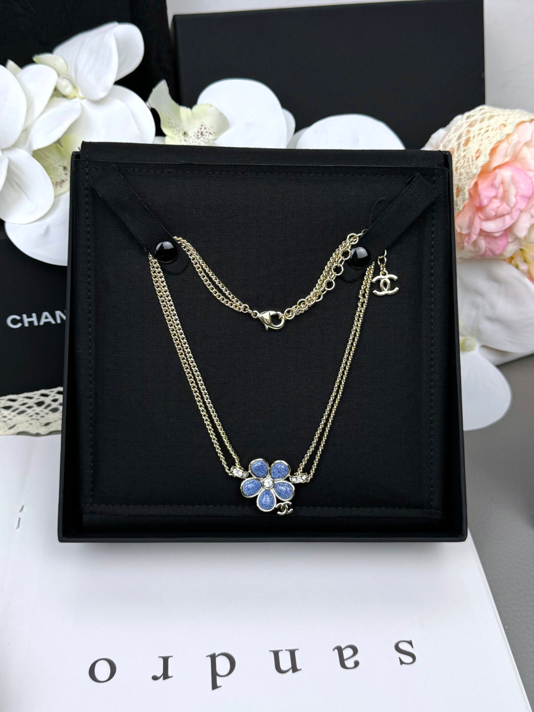 [Select]New Blue Floral Double-Layer Necklace