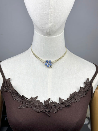 [Select]New Blue Floral Double-Layer Necklace