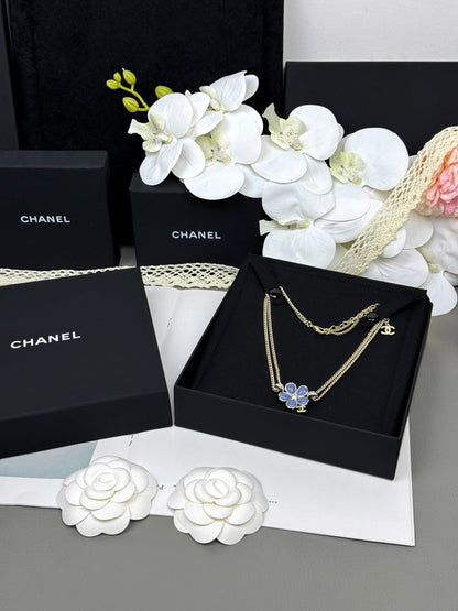 [Select]New Blue Floral Double-Layer Necklace