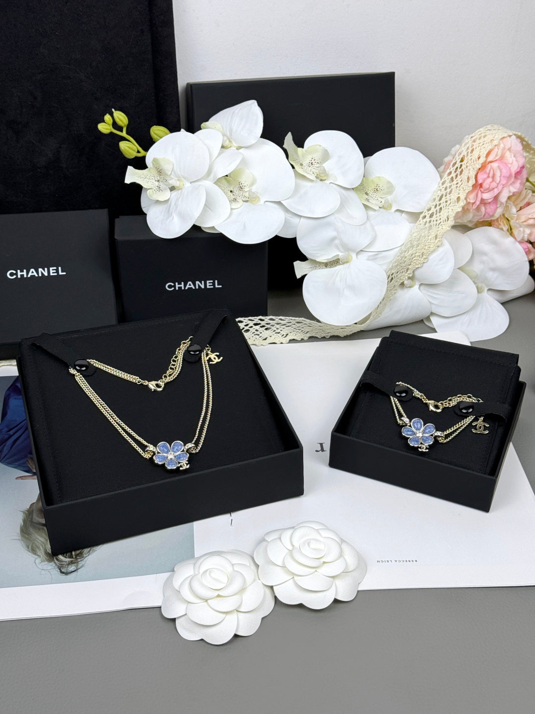 [Select]New Blue Floral Double-Layer Necklace