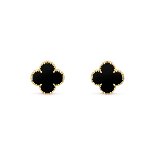 [Select]CLOVER MEDIUM 1 MOTIFS  ONYX STUD EARRINGS