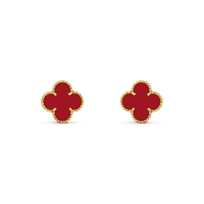 [Select]CLOVER MINI 9.5MM CARNELIAN EARRINGS