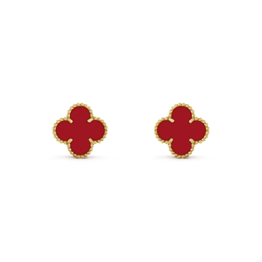 [Select]CLOVER MINI 9.5MM CARNELIAN EARRINGS
