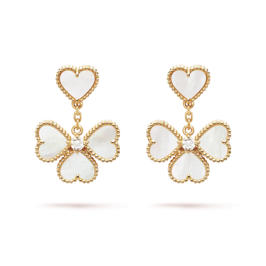 [Select]CLOVER SWEET WHITE MOP EARRINGS