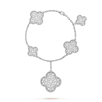 [Select]CLOVER 6 MOTIFS SILVER DIAMOND BRACELET
