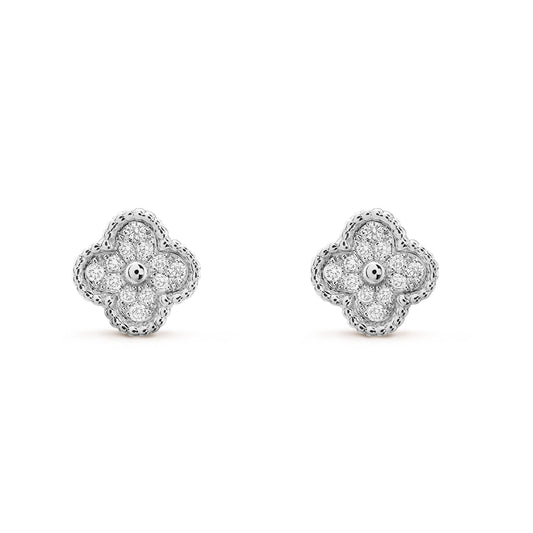 [Select]CLOVER MINI DIAMOND STUD EARRINGS