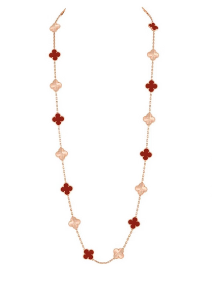 [Select]CLOVER 20 MOTIFS LASER CARNELIAN NECKLACE