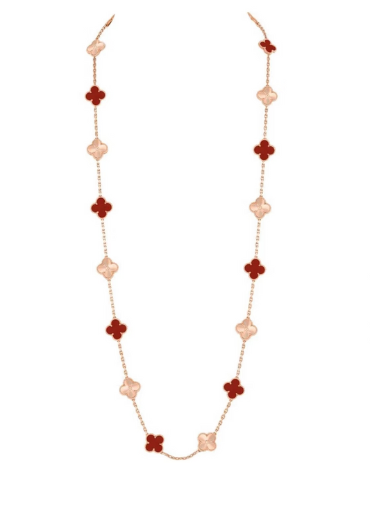 [Select]CLOVER 20 MOTIFS LASER CARNELIAN NECKLACE