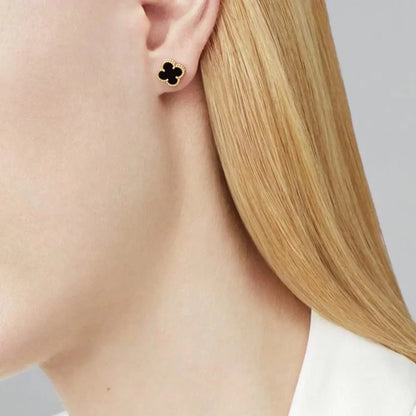 [Select]CLOVER MINI 9.5MM BLACK MOP EARRINGS