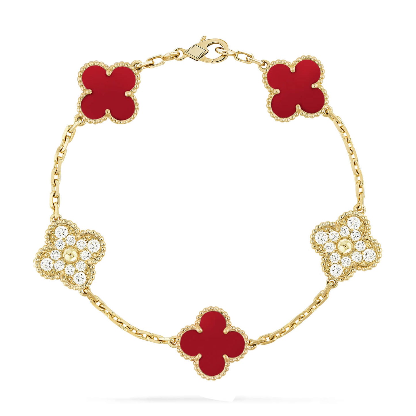 [Select] CLOVER 5 MOTIF RED CORNELIAN BRACELET COLLECTION