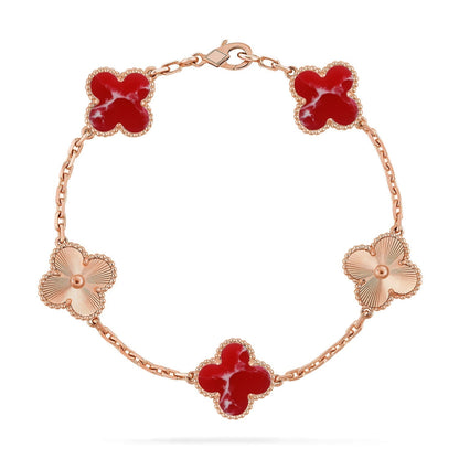 [Select]CLOVER 5 MOTIF RED PATTERN BRACELET COLLECTION