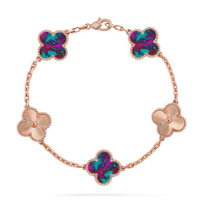 [Select]CLOVER 5 MOTIF COLOR GEMSTONES BRACELET COLLECTION