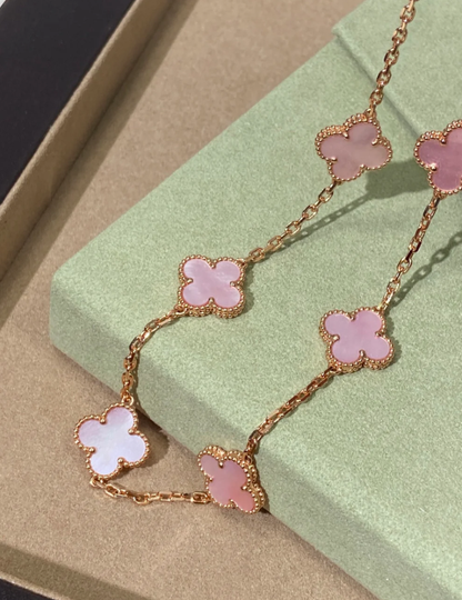 [Select Jewellery] Pink Necklace with Ten Clover Designs