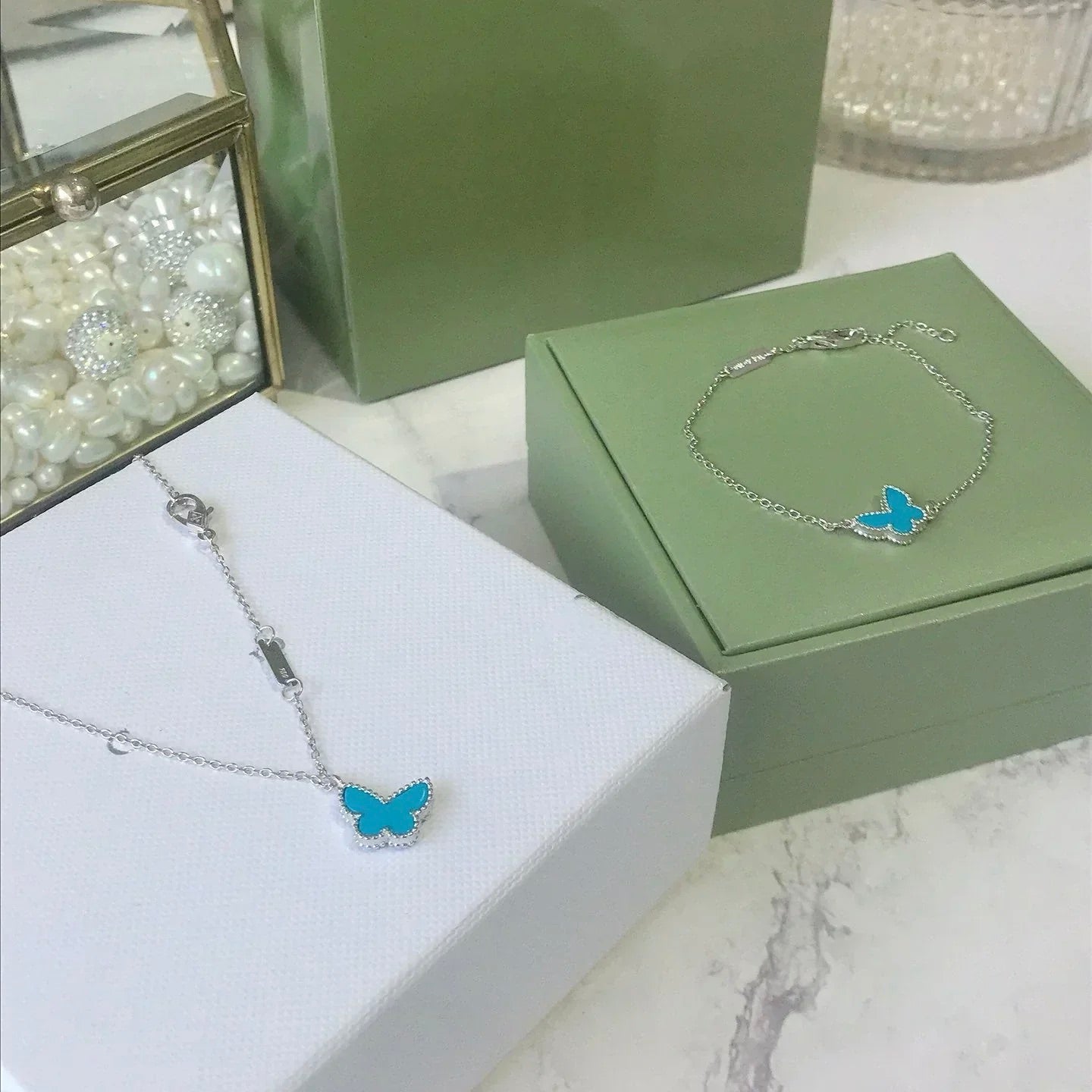[Select]BUTTERFLY TURQUOISE BUTTERFLY BRACELET SILVER