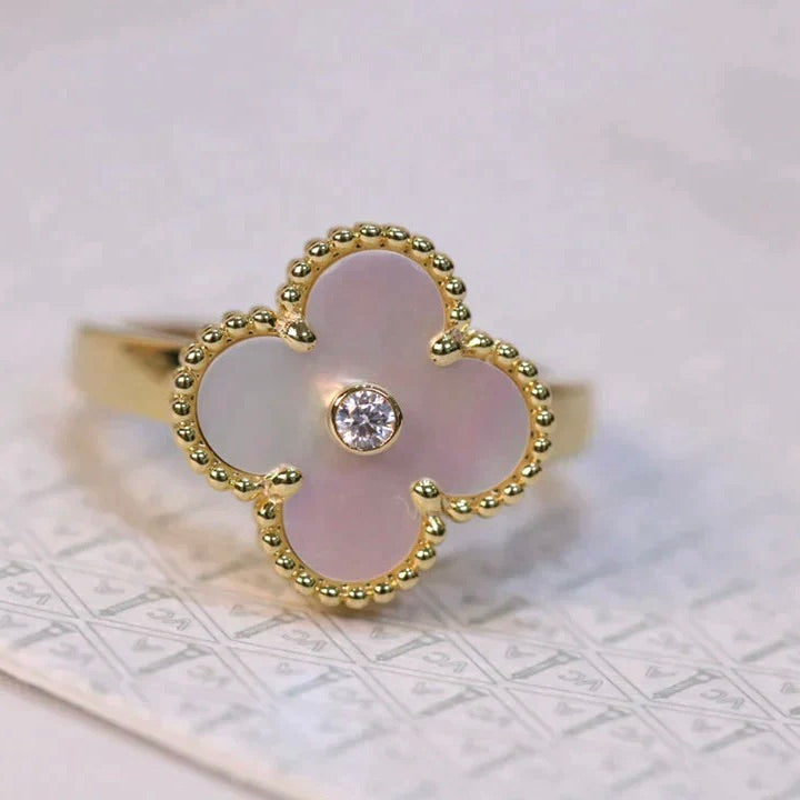 [Select]CLOVER PINK MOP RING GOLD DIAMOND