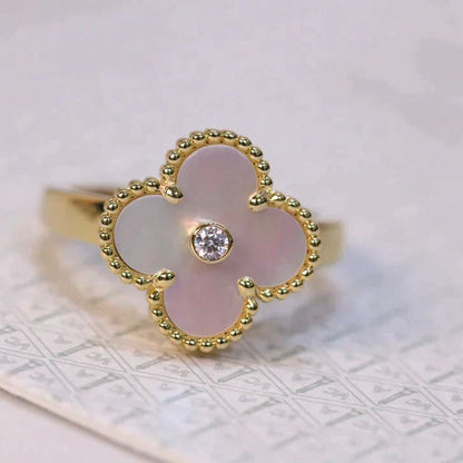 [Select]CLOVER PINK MOP RING GOLD DIAMOND