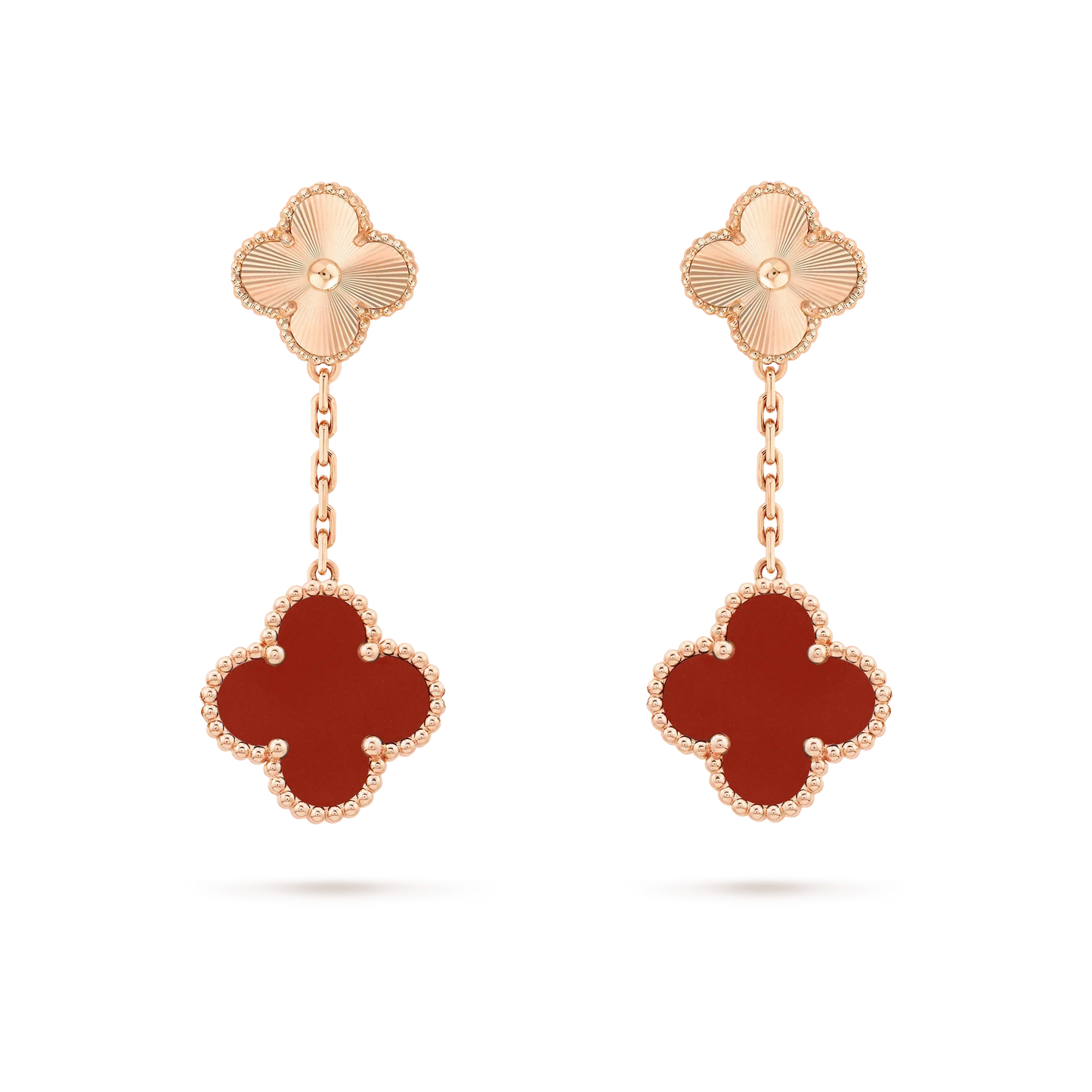 [Select]CLOVER 2 MOTIF  LASER CARNELIAN EARRINGS