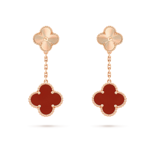 [Select]CLOVER 2 MOTIF  LASER CARNELIAN EARRINGS