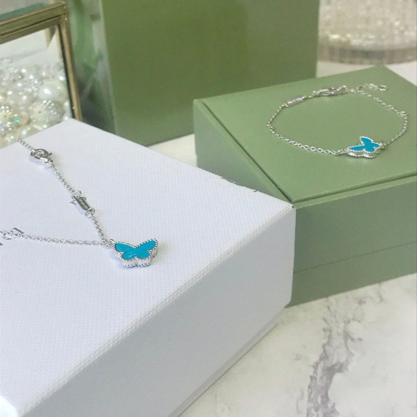 [Select]BUTTERFLY TURQUOISE BUTTERFLY BRACELET SILVER