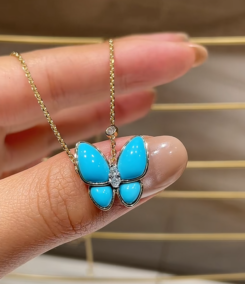 [Select]Turquoise Butterfly Gold Necklace