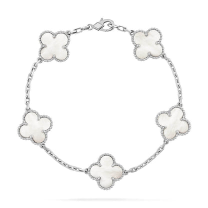 [Select]CLOVER WHITE PEARL MOP 5 MOTIF BRACELET COLLECTION