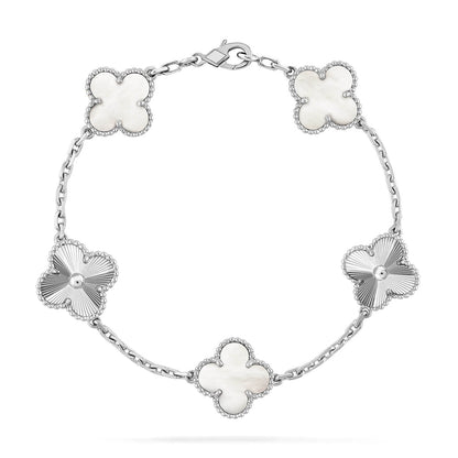 [Select]CLOVER WHITE PEARL MOP 5 MOTIF BRACELET COLLECTION