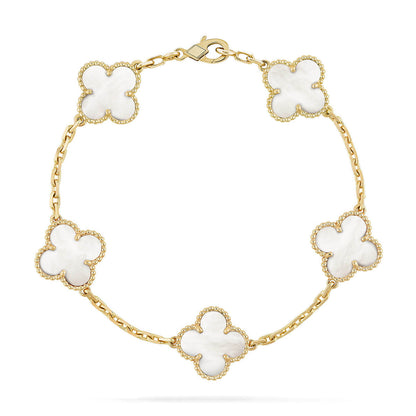 [Select]CLOVER WHITE PEARL MOP 5 MOTIF BRACELET COLLECTION