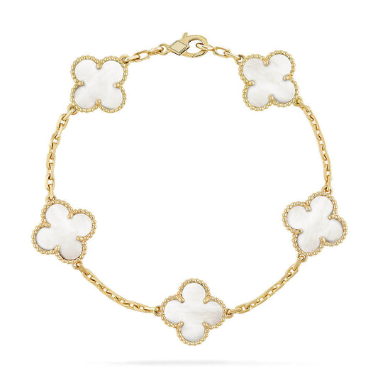 [Select]CLOVER WHITE PEARL MOP 5 MOTIF BRACELET COLLECTION