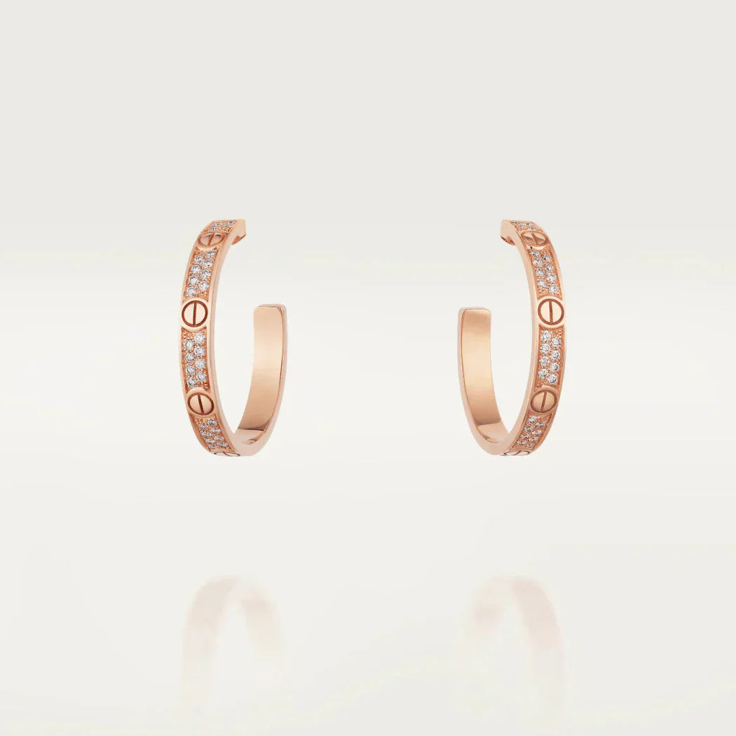 [Select]LOVE DIAMOND PINK GOLD HOOP EARRINGS