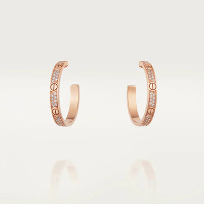 [Select]LOVE DIAMOND PINK GOLD HOOP EARRINGS