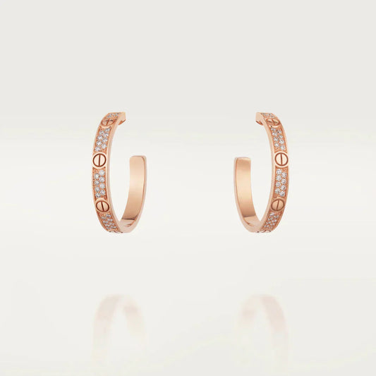 [Select]LOVE DIAMOND PINK GOLD HOOP EARRINGS