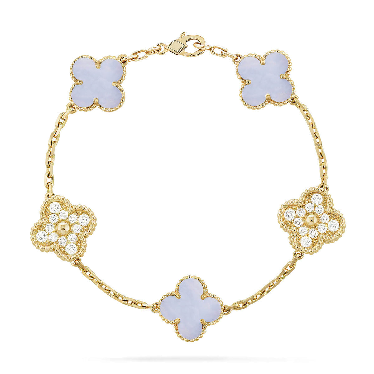 [Select] CLOVER 5 MOTIF PURPLE CHALCEDONY BRACELET COLLECTION