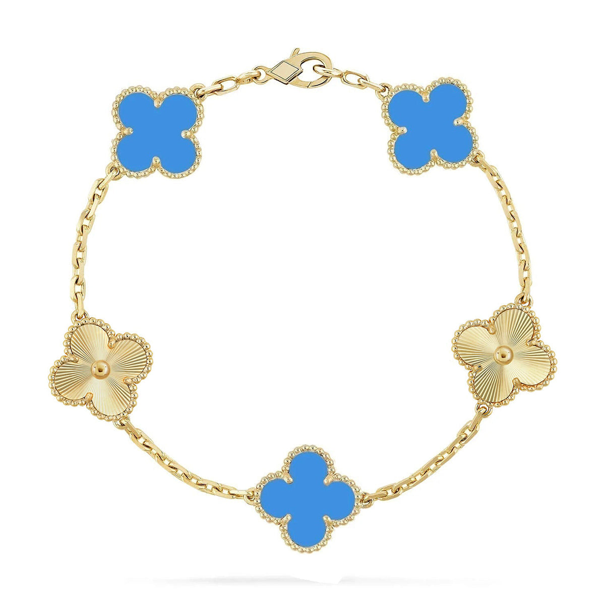 [Select] CLOVER 5 MOTIF BLUE AGATE BRACELET COLLECTION