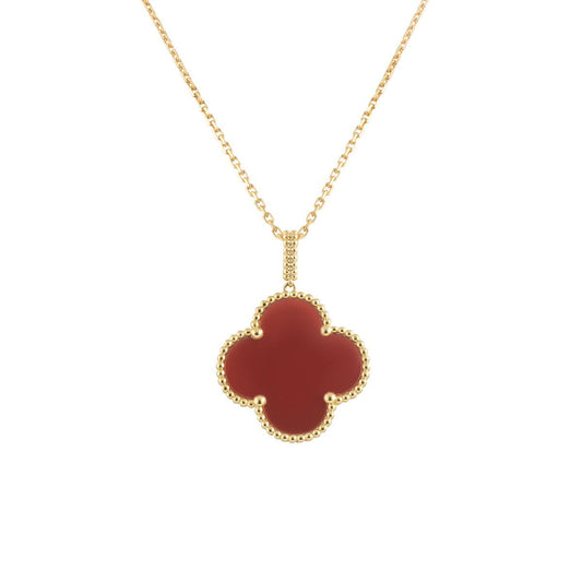 [Select]CLOVER 25MM NECKLACE GOLD CARNELIAN